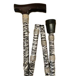 Zebra Silver Diamond Bling Walking Cane